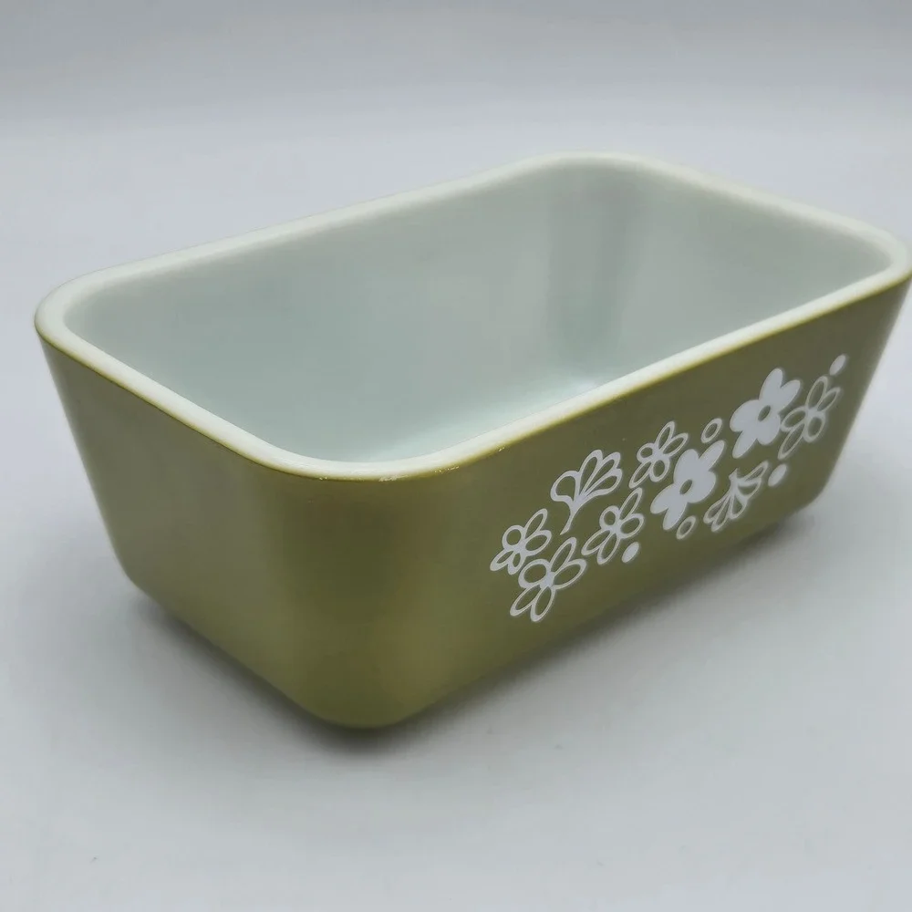 Vintage Pyrex Spring Blossom Refrigerator Dish 502 Crazy Daisy 1.5 Pt No Lid